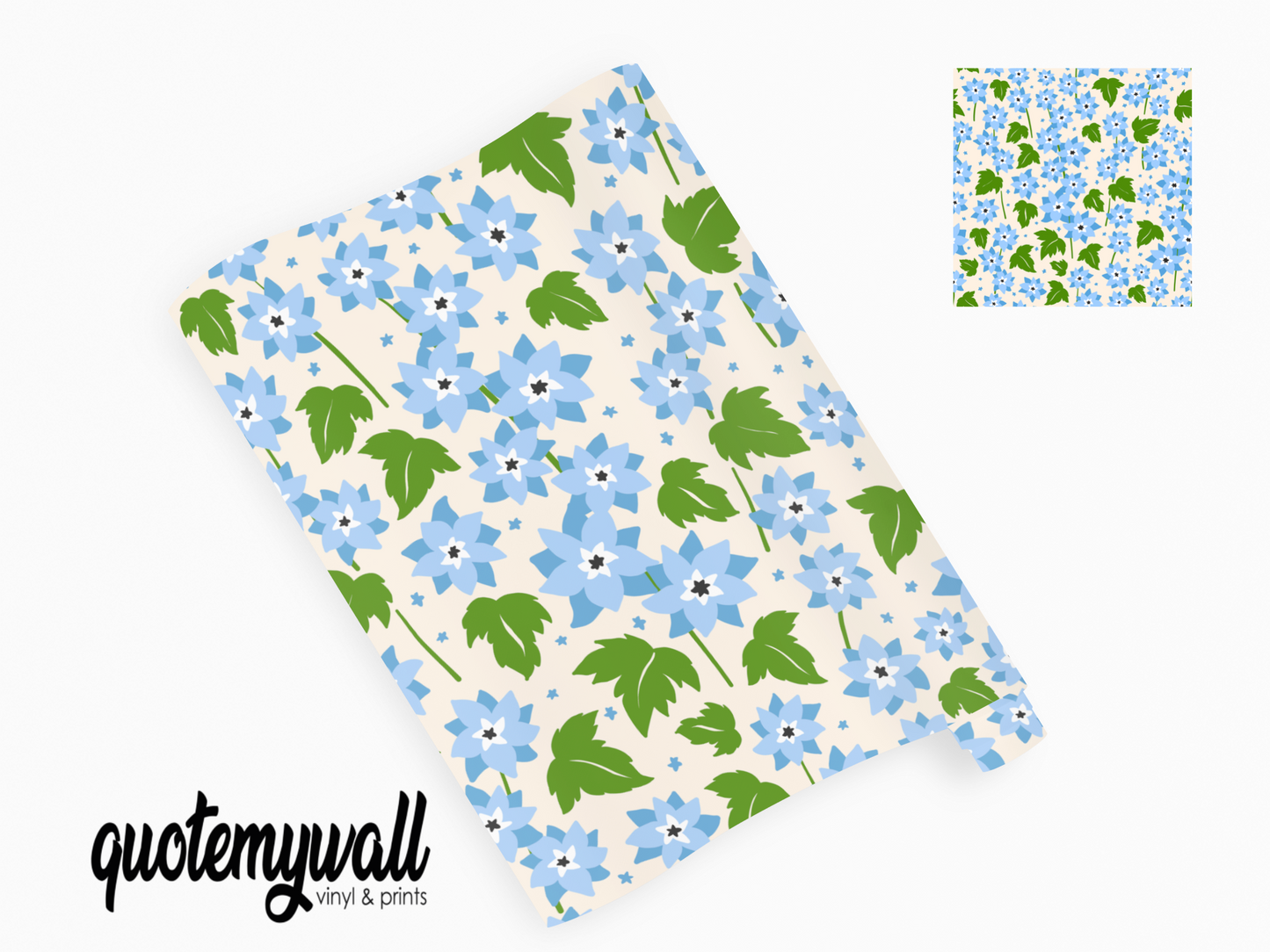 Baby Blue Little Dahlia Flowers Vinyl Adhesive Vinyl