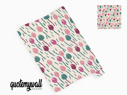 Teal/Pink Tulip Stems Self Adhesive Vinyl
