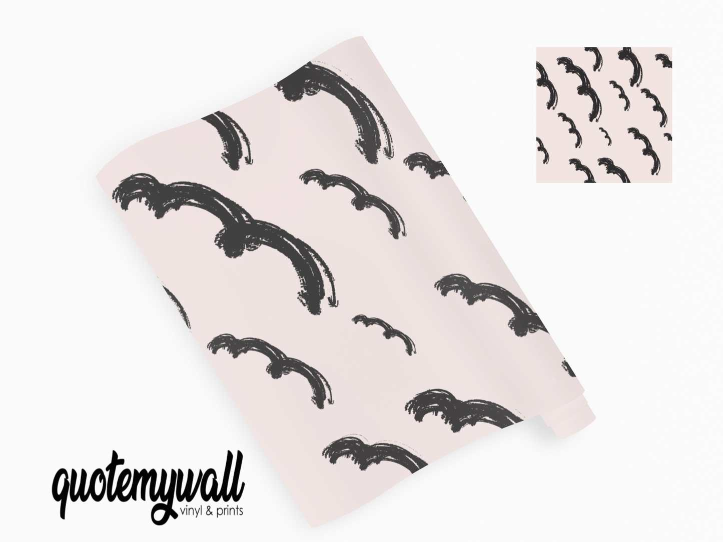 Black Doodle Squiggles Lines Self Adhesive Vinyl