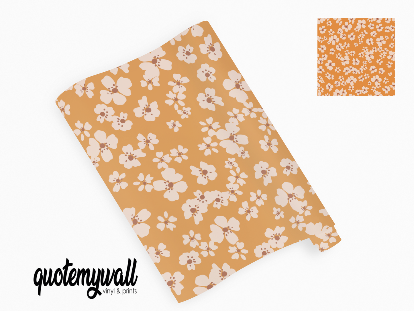 Orange/White  Mini Flower Petals Self Adhesive Vinyl