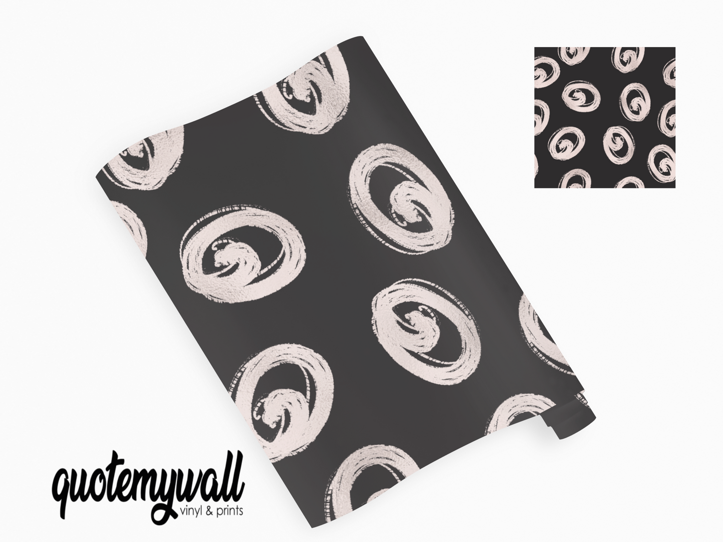 Black & Cream Doodle Swirl Circles Self Adhesive Vinyl