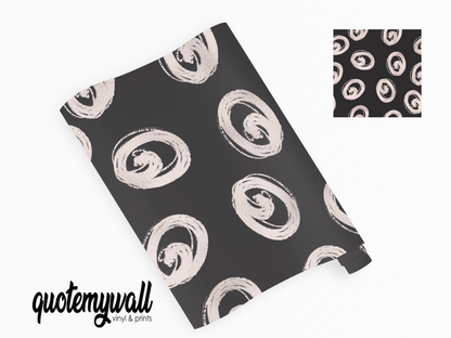 Black & Cream Doodle Swirl Circles Self Adhesive Vinyl