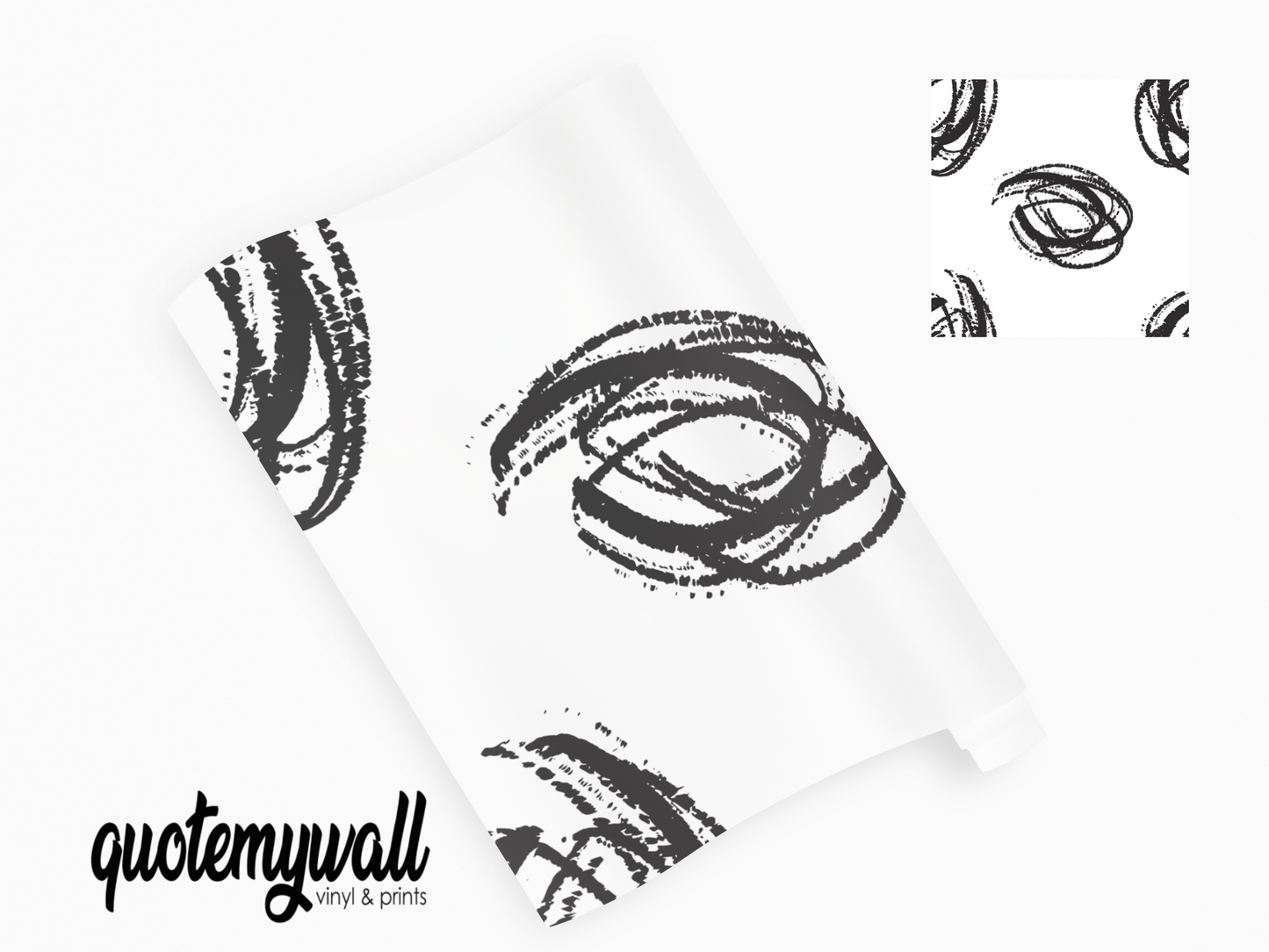 Black & White Scribble Circles Self Adhesive Vinyl