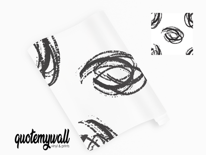 Black & White Scribble Circles Self Adhesive Vinyl