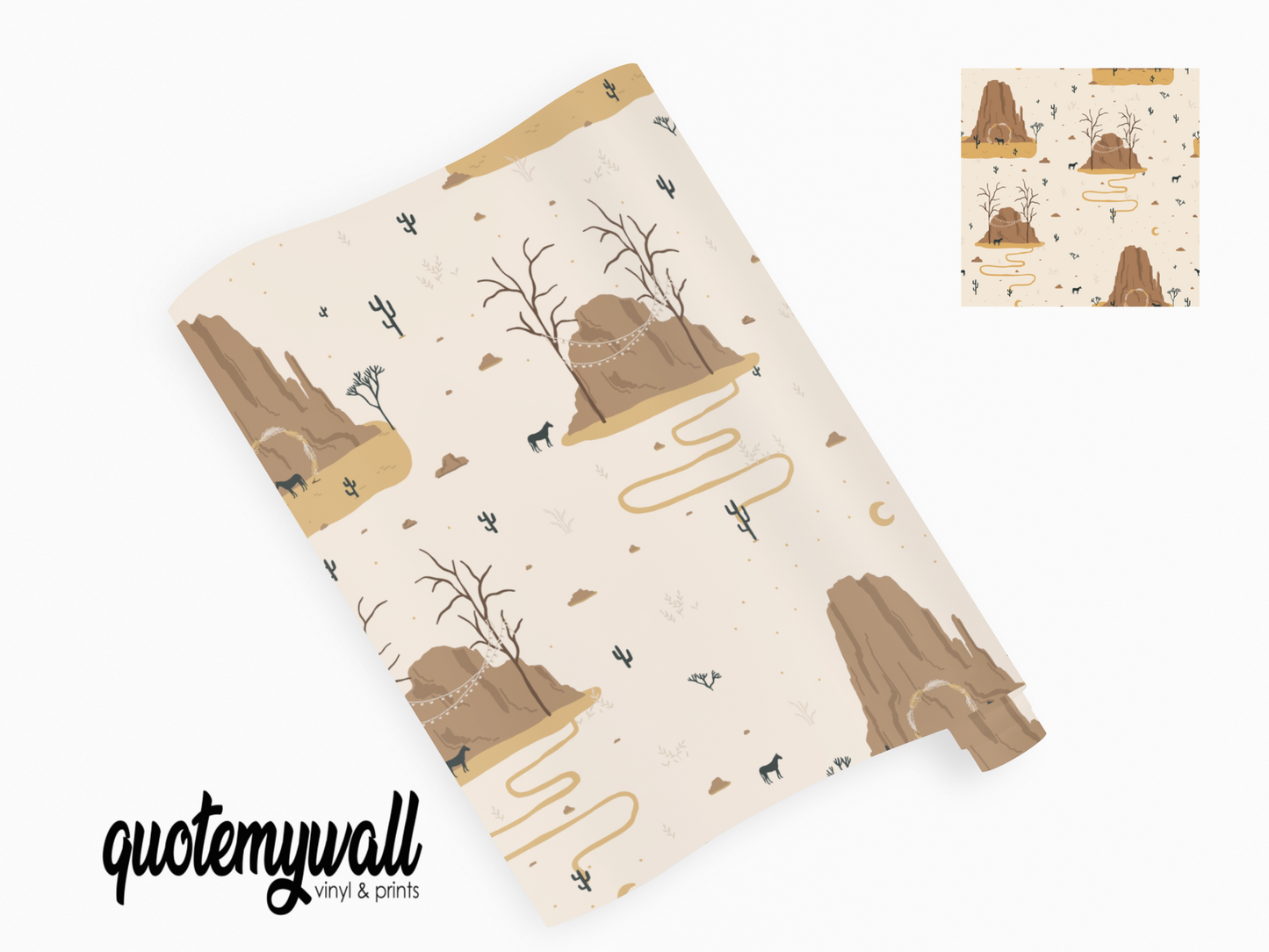 Desert Mountains Cactus Self Adhesive Vinyl